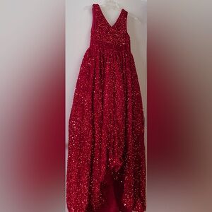 Girl’s Formal Full Length Red Maroon 
Sequin Dress